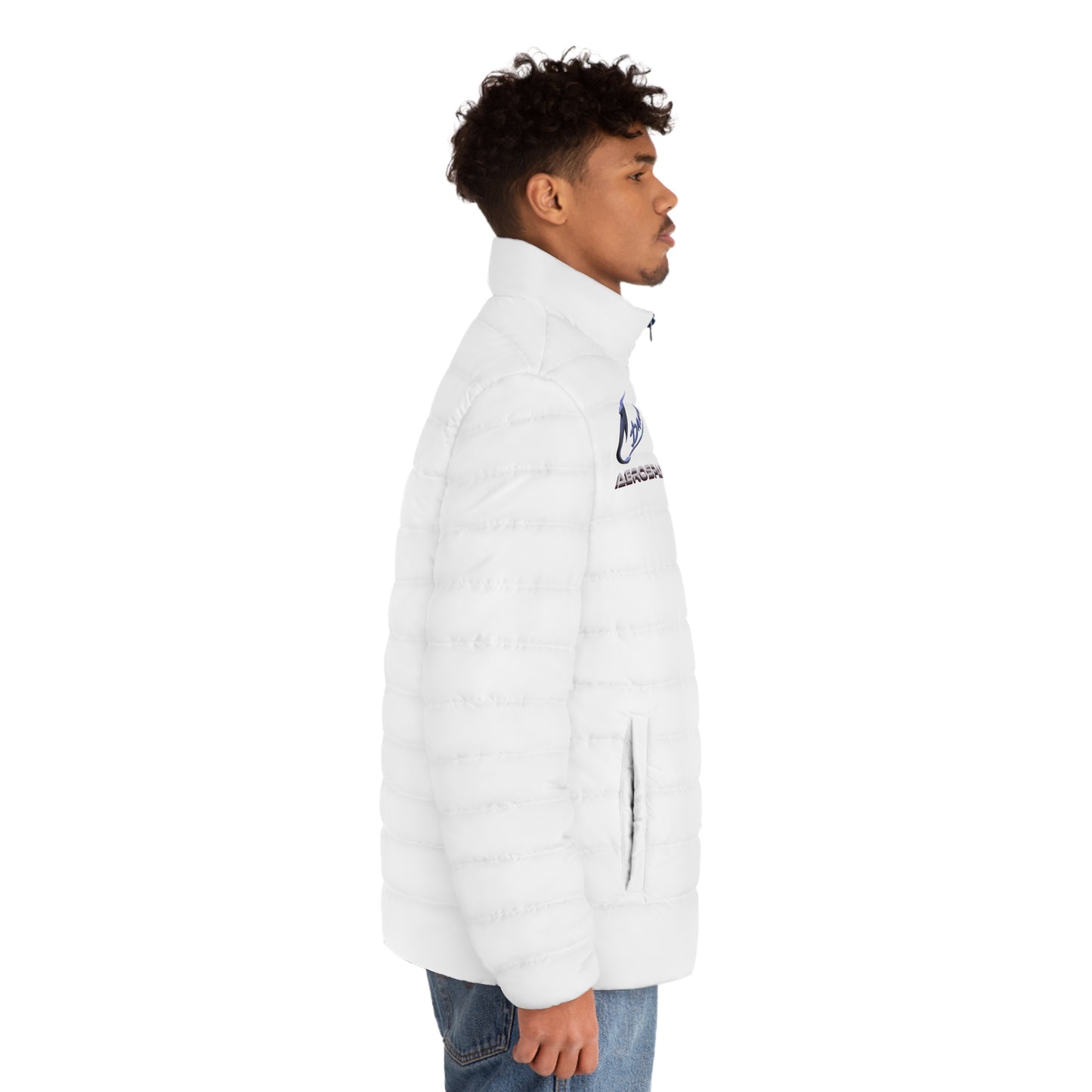 Stylish Men's Puffer Jacket, Winter Outerwear, Cozy Fashion, AOP Design, Perfect for Outdoor Adventures